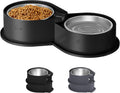 Newget 304 Stainless Steel Dog Bowl Set, 24oz Foldable Pet Dishes, Black | Dual Food & Water Pet Bowl, Anti-Skid, Keeps Food Fresh, Easy to Install, for Small - Large Dogs/Cats - Indoor & Outdoor Use