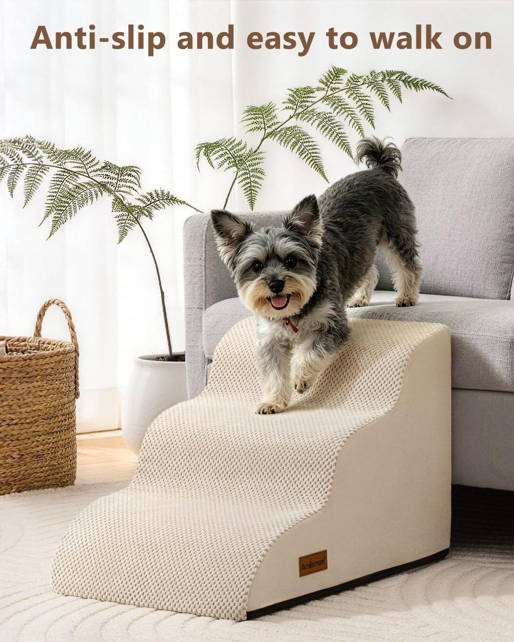 Aodisman Dog Stairs for Small Dogs,3 Step Dog Ramp for Couch,Non-Slip Steps