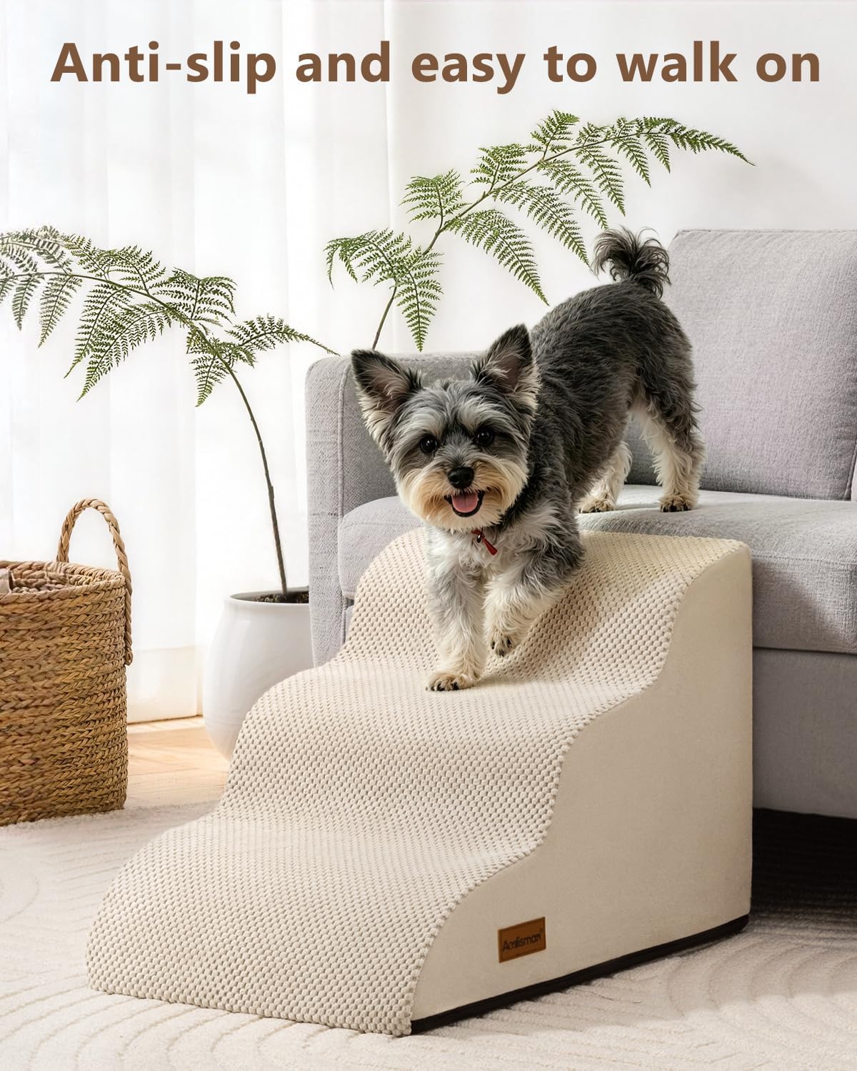 Aodisman Dog Stairs for Small Dogs,3 Step Dog Ramp for Couch,Non-Slip Steps
