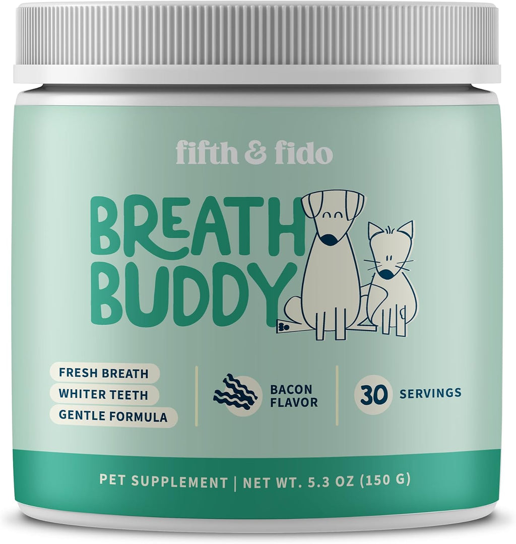 Breath Buddy Dog Breath Freshener Powder by Fifth & Fido, Bacon Food Topper