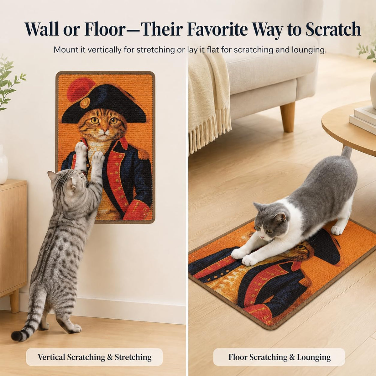 Art Sisal Cat Scratcher Mat, Cat Wall Scratchers for Indoor Cats