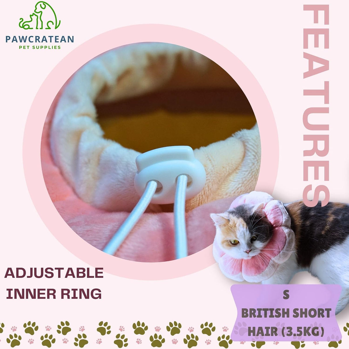 Adjustable Flower-Shaped Soft Recovery Collar for Cats and Small Dogs Only, Comfortable Protective Neck Pillow, Pink, Small