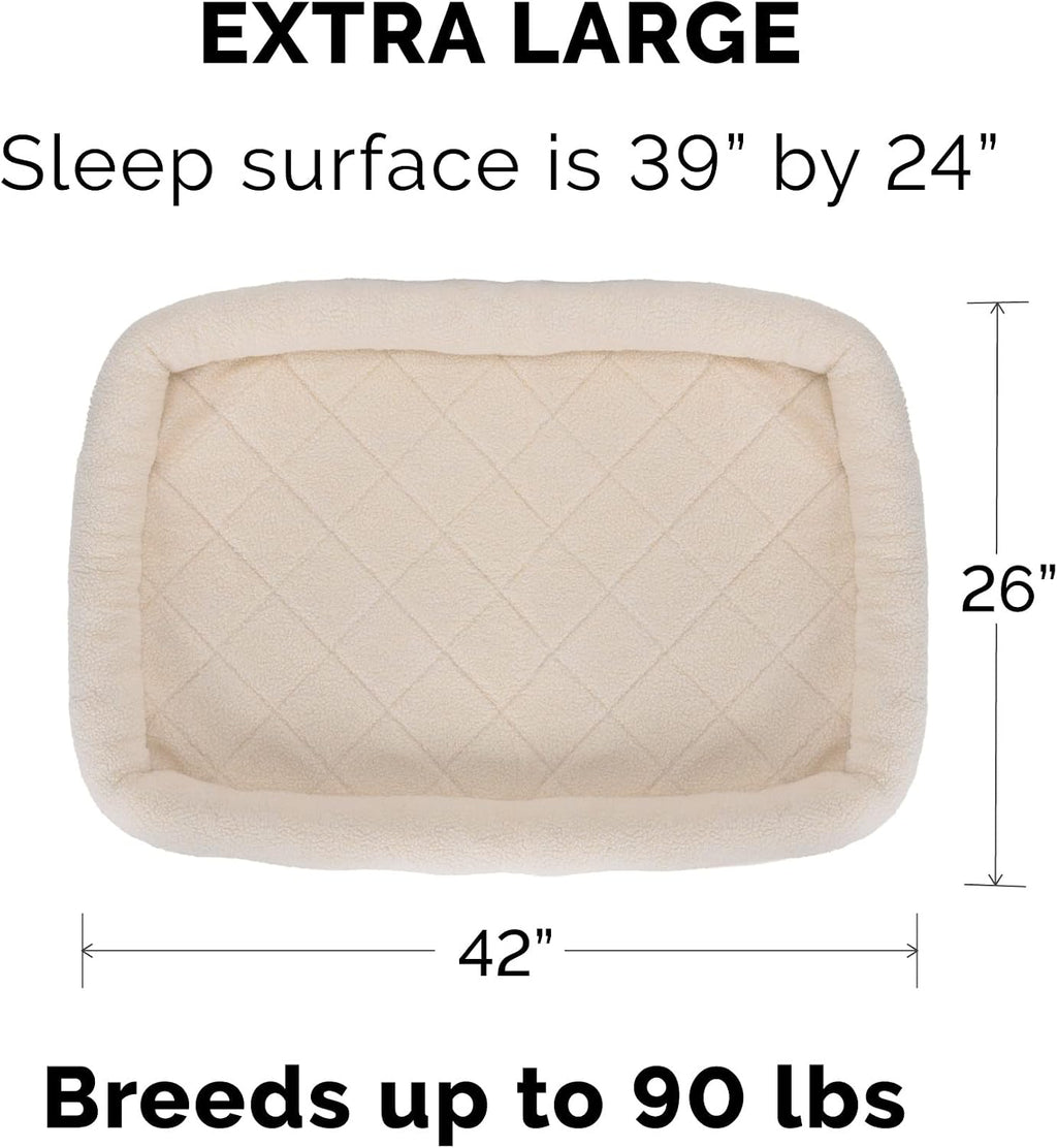 Furhaven Dog Bed for Large Dogs, 100% Washable, Sized to Fit Crates - Sherpa Fleece Bolster Crate Pad - Cream, Extra Large/XL