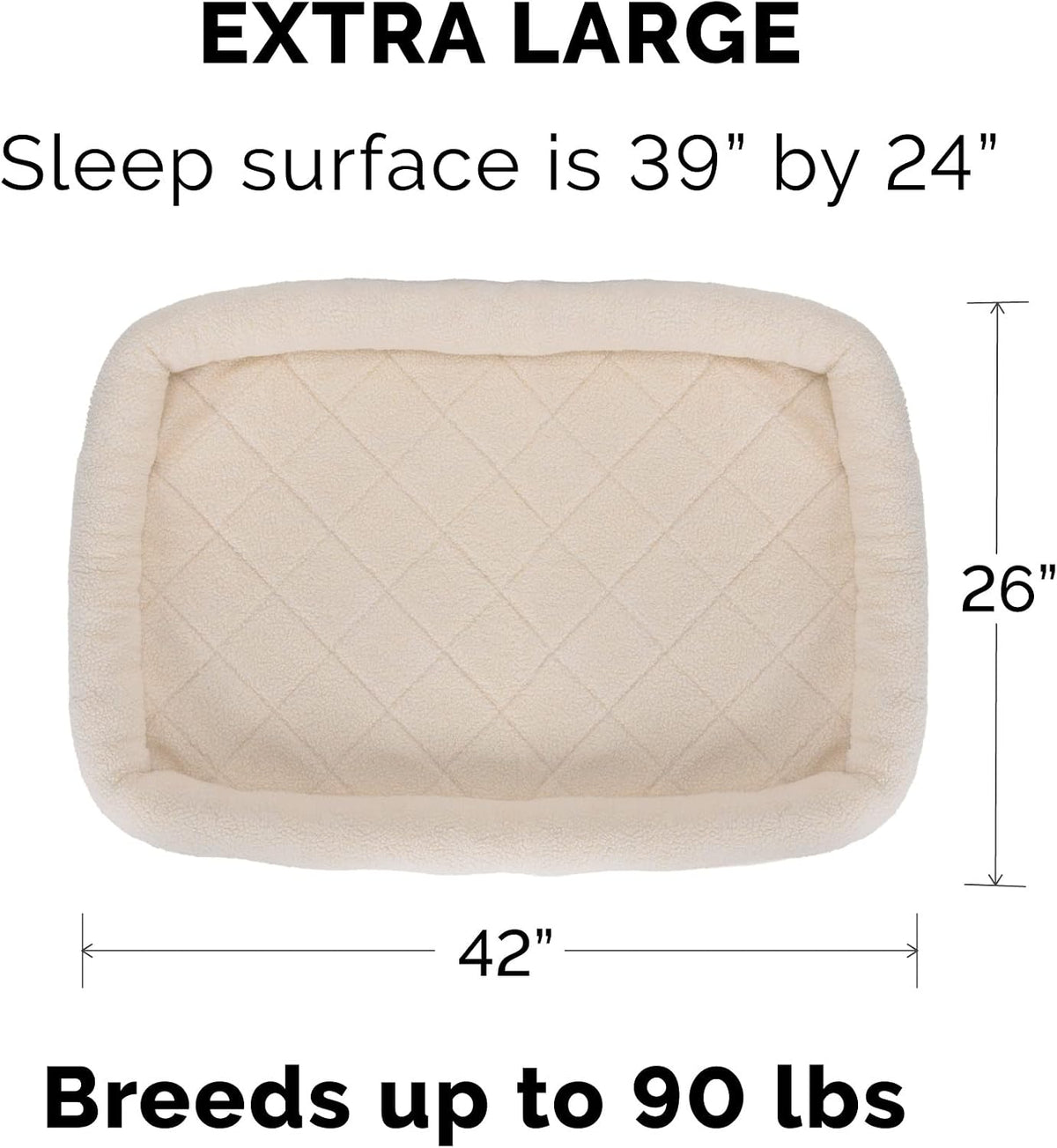 Furhaven Dog Bed for Large Dogs, 100% Washable, Sized to Fit Crates - Sherpa Fleece Bolster Crate Pad - Cream, Extra Large/XL