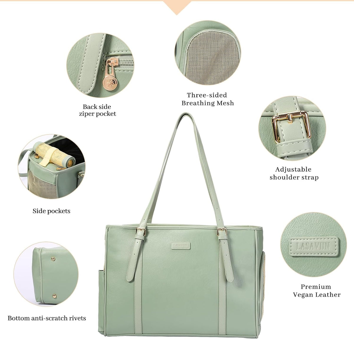 Lasaviin Fashion Dog Purse Pet Carrier Leather Bag for Small Dogs Cats Puppy, Portable Tote Bag Airline Approved Soft-Sided Carriers (Green)