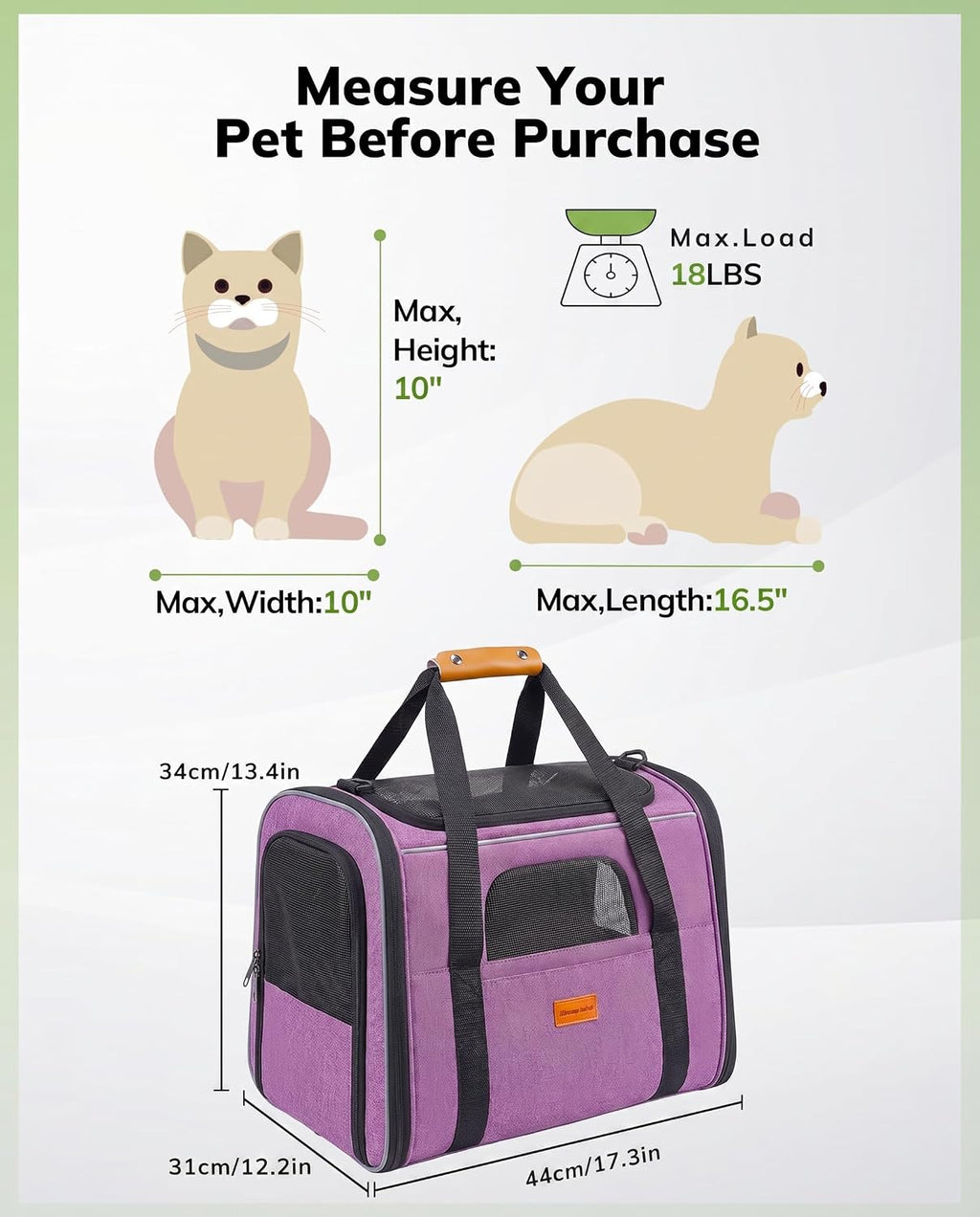 Morpilot Cat Carrier Soft for Large Medium Cats and Puppy up to 20lbs