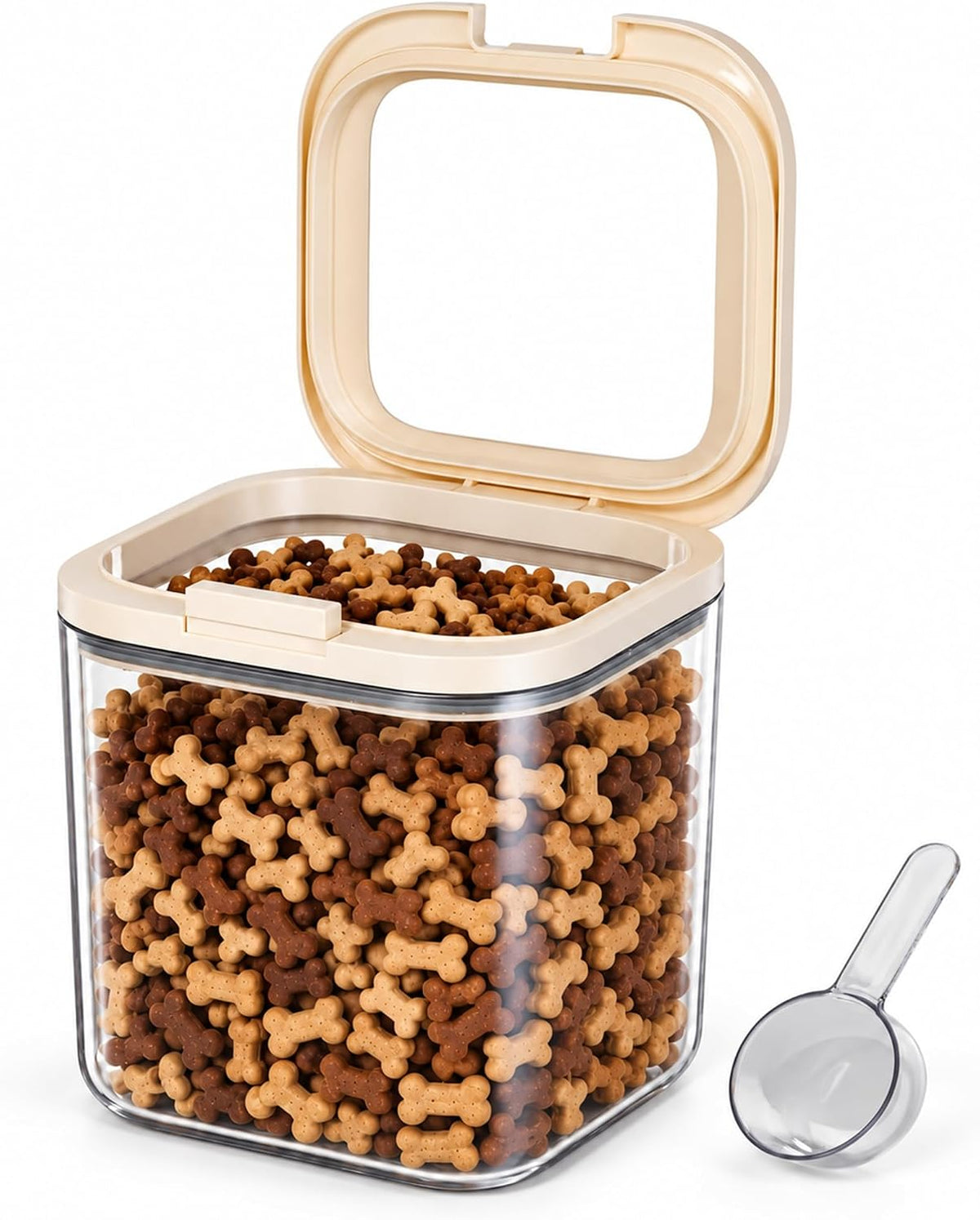 LivLab Mker Pet Treat Container, 3.49QT, One-Handed Open, Clear, Stackable