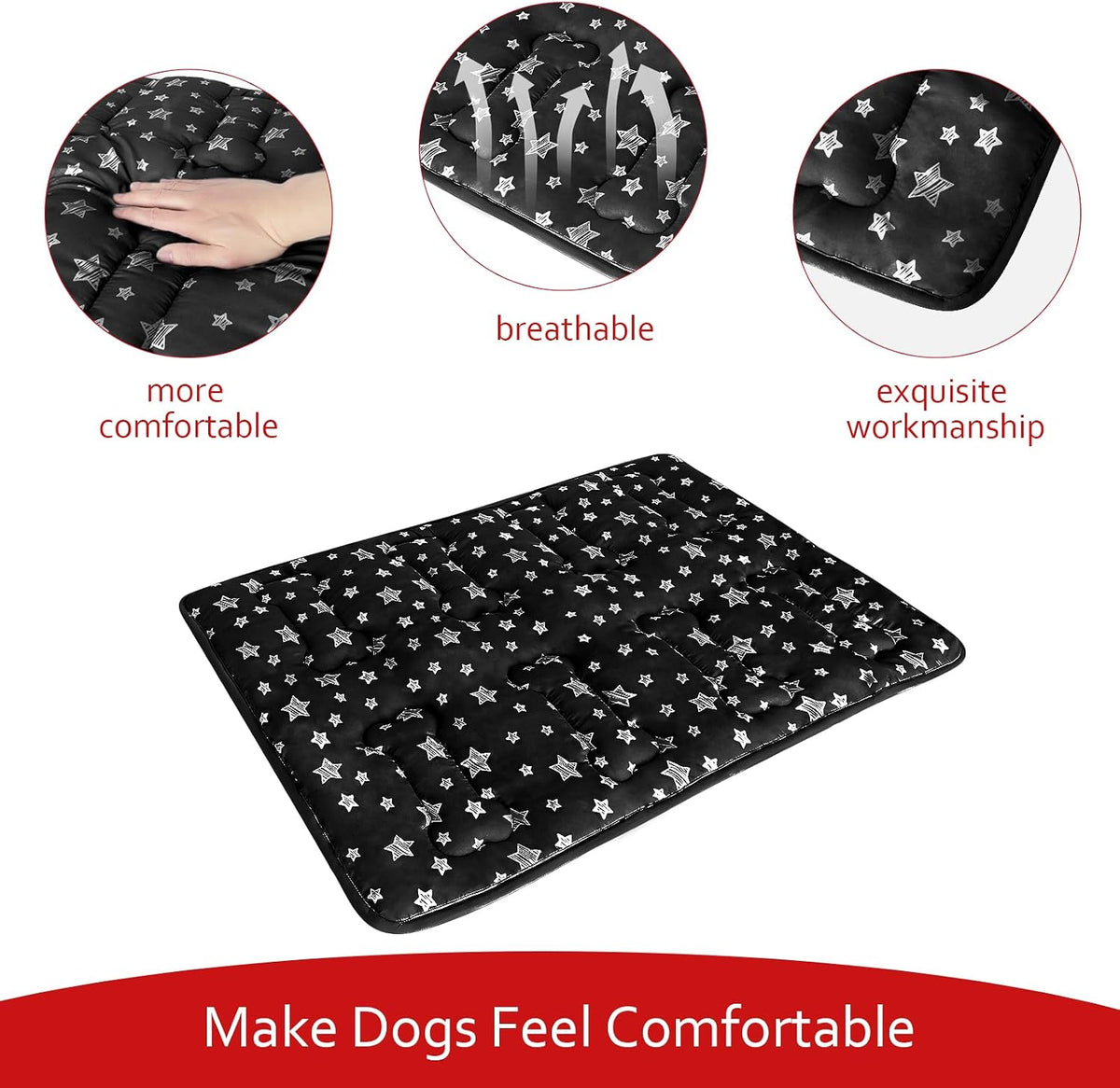 Dog Crate Mat (36" X 23"), Soft Dog Bed Pad Mat with Cute Prints