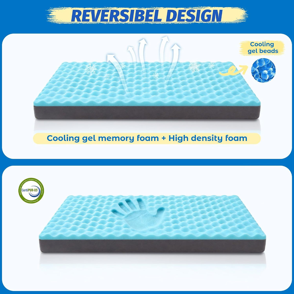 Cooling Dog Bed for Large Dogs, Washable Memory Foam Dog Beds for Crate with Joint Relief, Waterproof Liner and Removable Cover (35’’x 22’’)