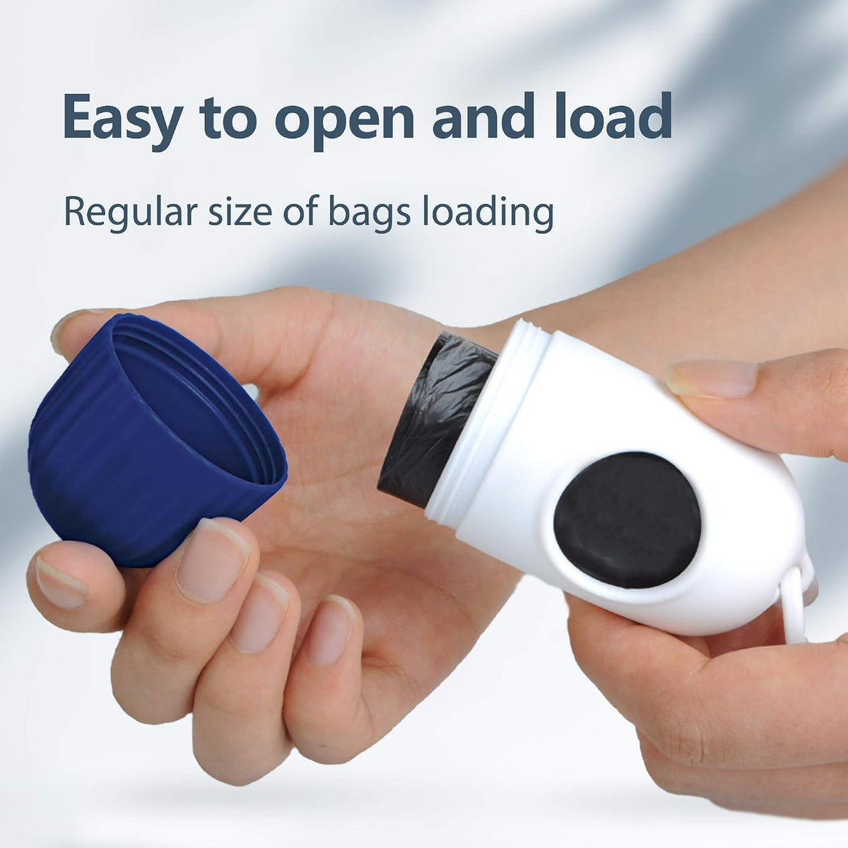Fida Retractable Dog Leash with Dispenser and Poop Bags, 16 ft, Navy Blue