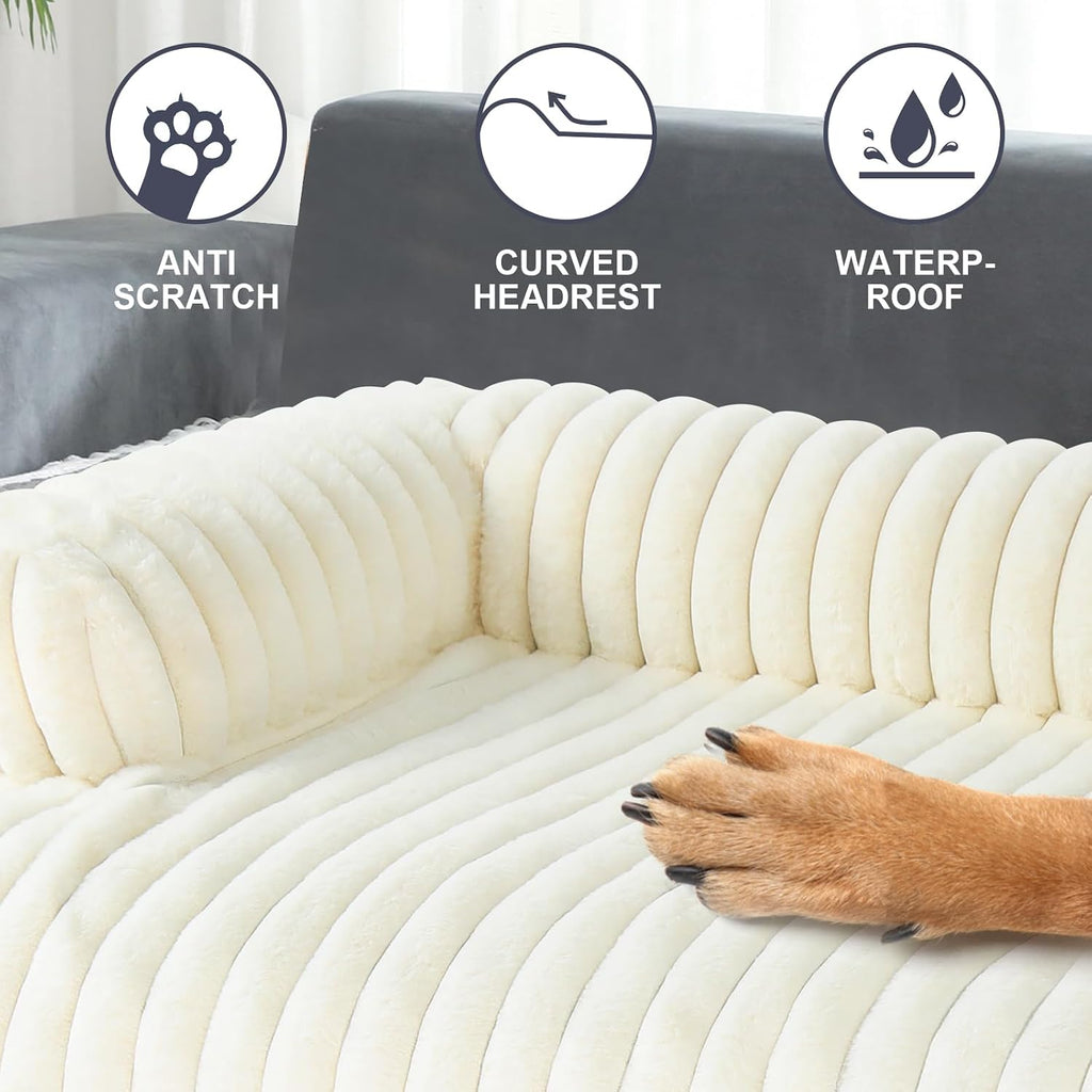 Luxurious Dog Couch Bed, Dog Sofa Bed, Couch Protector For Dogs(White, XXL)