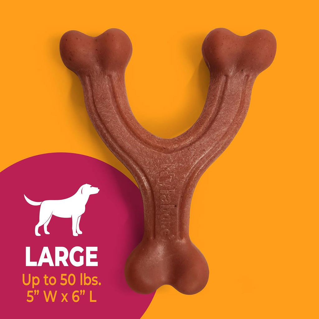 Nylabone Strong Chew Wishbone Dog Toy, Dog Toys for Aggressive Chewers | Durable, long-lasting dog bone, helps clean teeth, keeps dogs busy, easy-hold shape, for large breeds up to 50 lbs