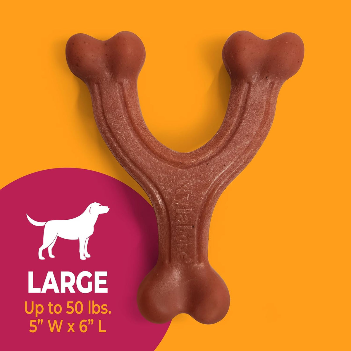 Nylabone Strong Chew Wishbone Dog Toy, Dog Toys for Aggressive Chewers | Durable, long-lasting dog bone, helps clean teeth, keeps dogs busy, easy-hold shape, for large breeds up to 50 lbs