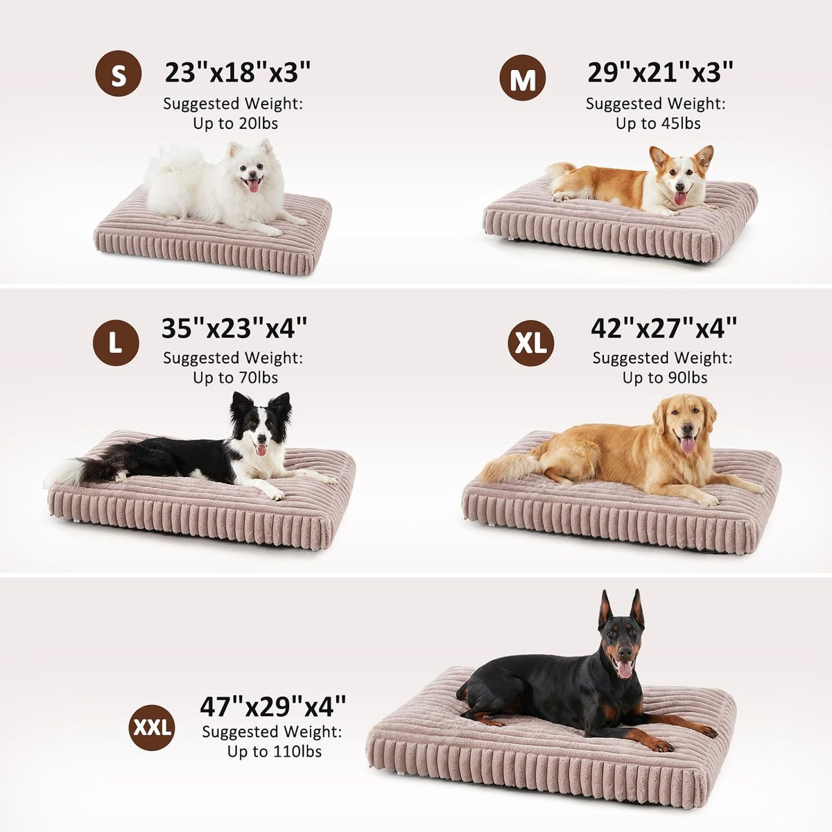 Dog Bed Medium Size Dog, Flat Pet Beds with Removable Washable Cover, Pet Mat Cute Crate Bed Thick Shredded Chopped Crate Foam & Anti Slip Bottom for Indoor