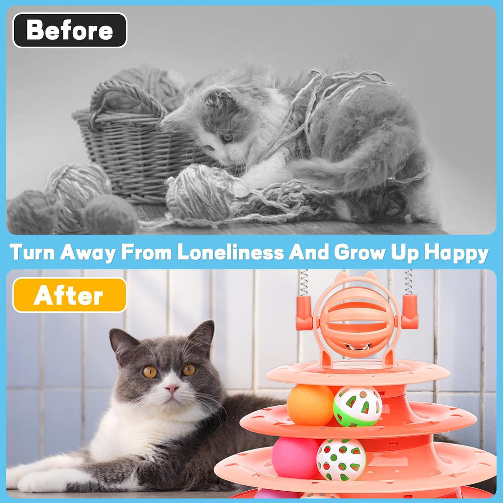 Goosheep Interactive Cat Puzzle & Ball Toy Kit with 2 Cat Teasers (Orange)