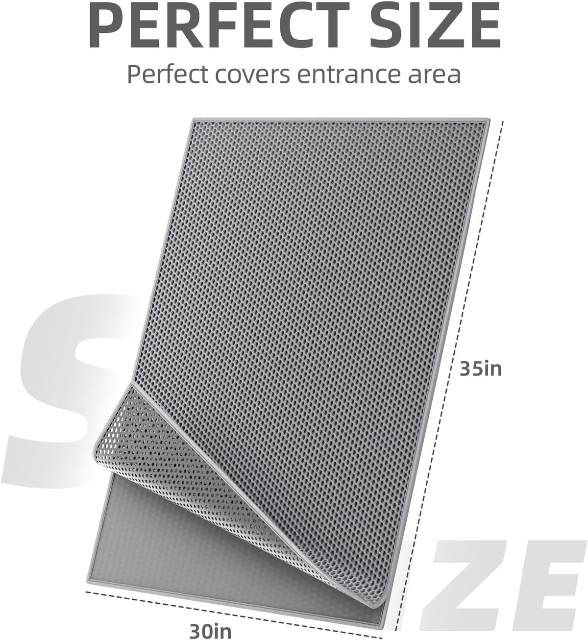 ESTHELLO Cat Litter Mat Honeycomb Double Layer Design 36’’ x 30’’ Gray