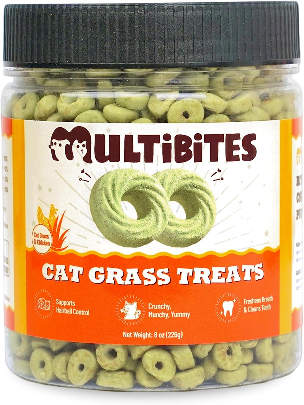 8 oz Cat Grass Treats - Hairball Control & Catnip Flavor
