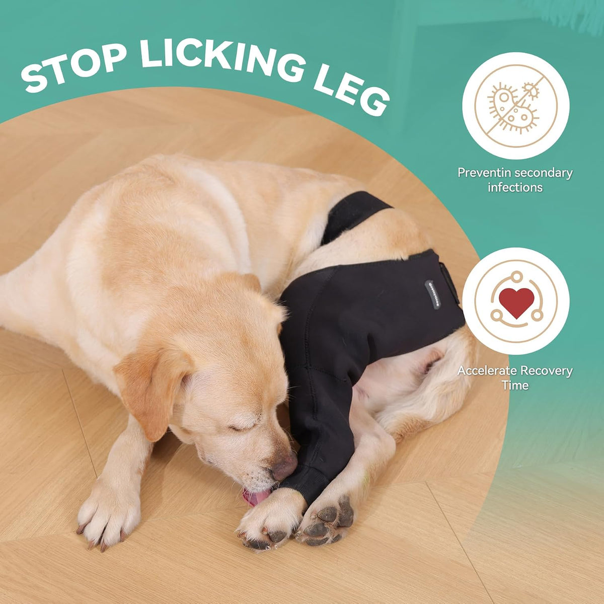 Single Dog Rear Leg Sleeve to Stop Licking, Breathable Dog Recovery Suit for Post Surgery, Comfortable Back Leg Sleeve for Wound Healing,Alternative to Cone Collars(Medium)