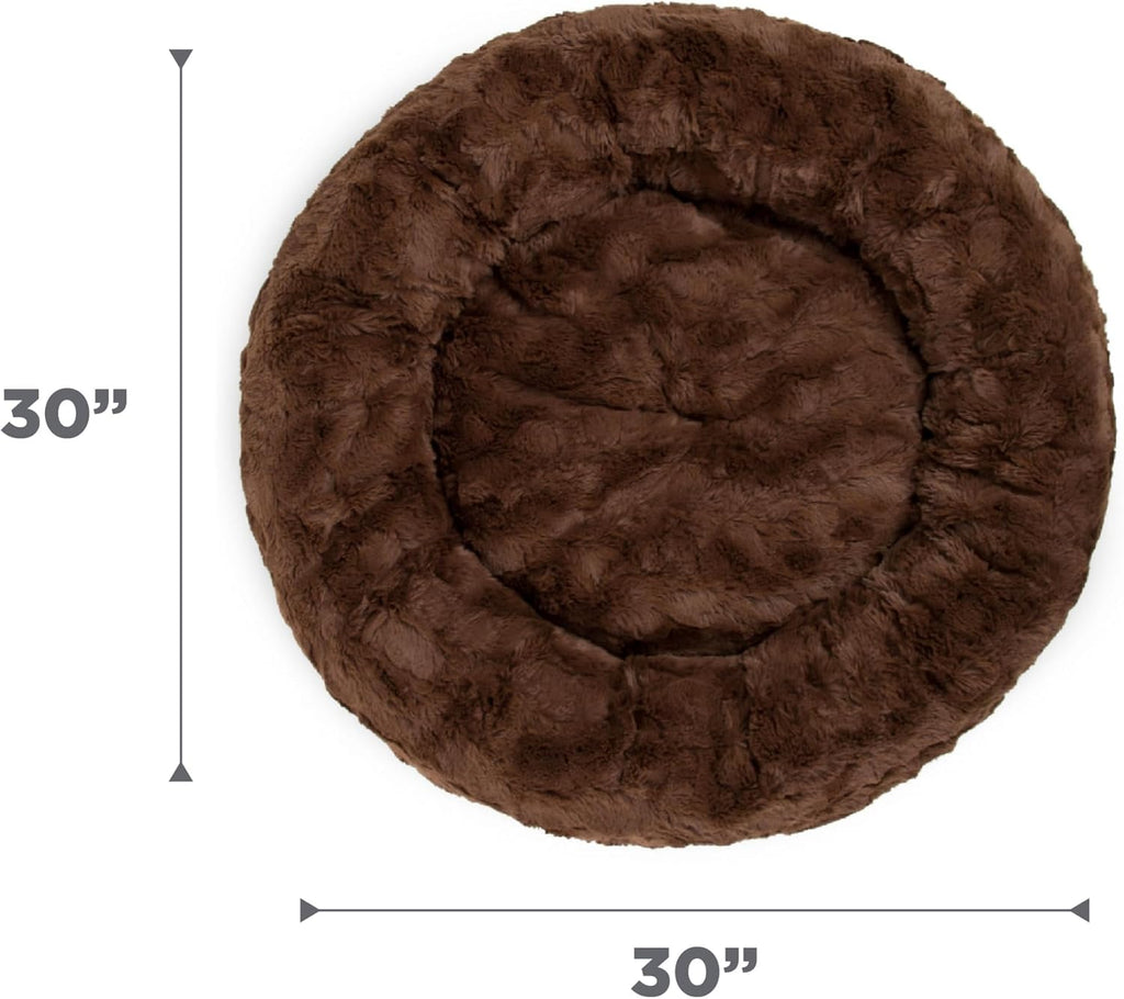 Best Friends by Sheri The Original Calming Donut Dog Bed for Medium Dogs up to 45 lbs, Lux Faux Fur, Dark Brown, Medium, 30" x 30"
