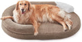 JOEJOY XL Orthopedic Dog Beds Large Sized Dog, Extra Large Washable Waterproof Oval Large Dog Bed with Removable Cover, Egg-Crate Foam Pet Bed with Bolster Sides & Non-Skid Bottom, Brown, 42''x32''