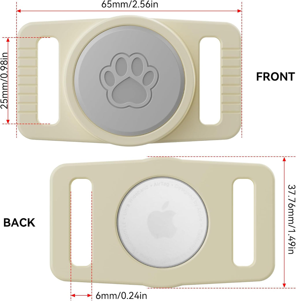 GOCII for Airtag Dog Collar Holder 2 Pack,Waterproof Dog Collar Holder for Apple AirTag(Gen 1 & 2),Silicone Air Tags Case for Dog Collars(Beige & Gray)