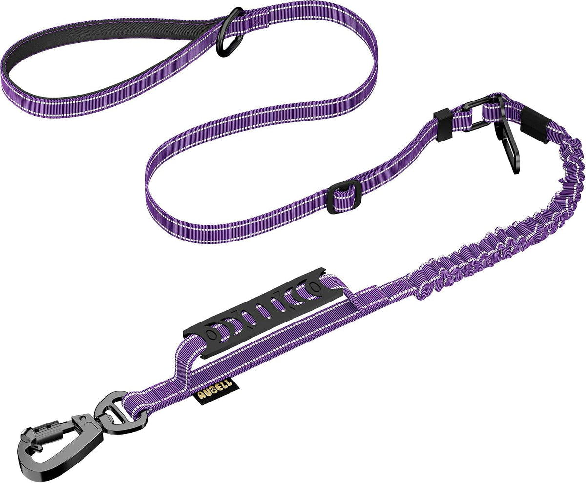 AUBELL Tactical Dog Leash Heavy Duty,4-6ft No Pull Bungee Leash,Purple
