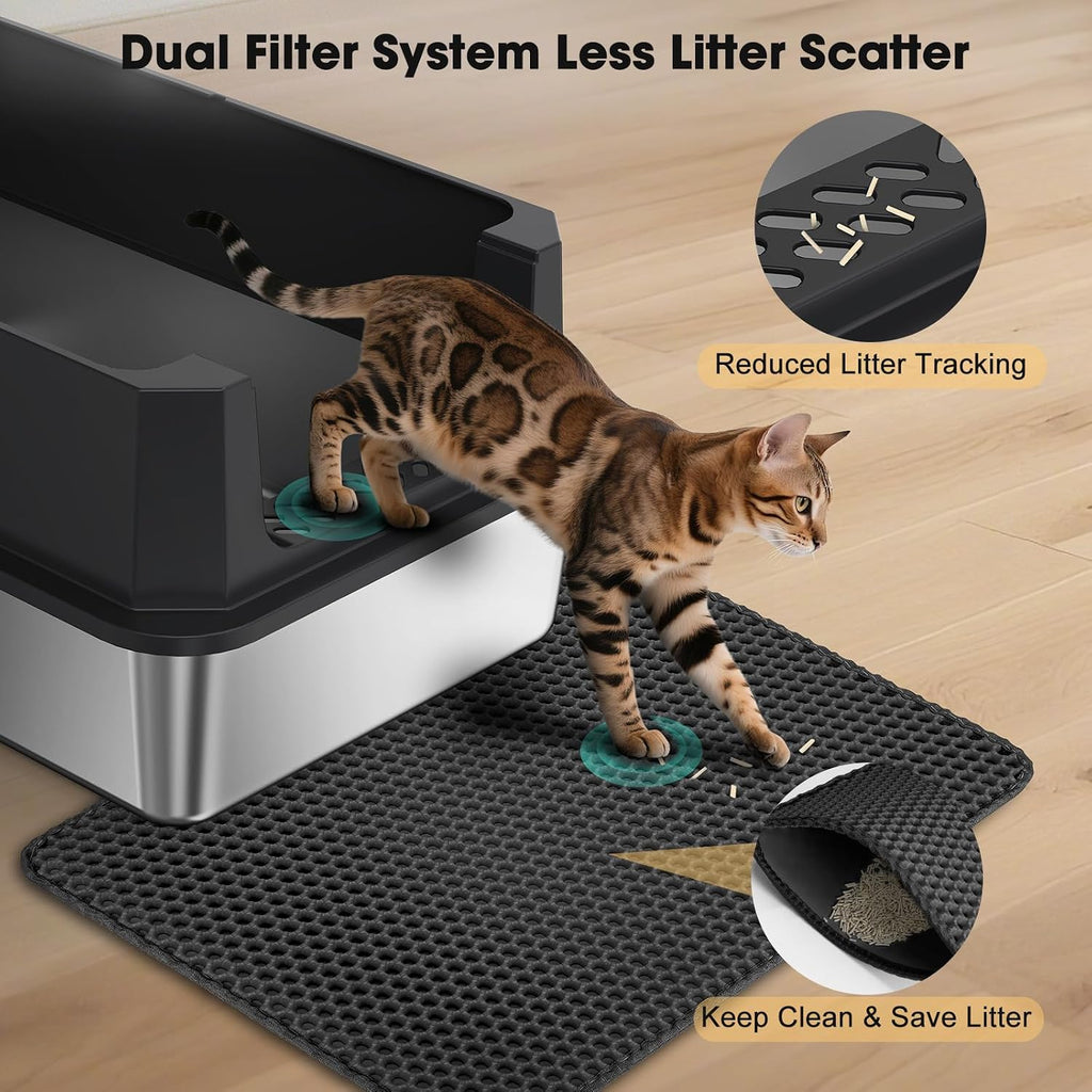 FURTIME Stainless Steel Cat Litter Box, Extra Large Cats Metal Litter Box
