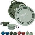 OHMO Collapsible Dog Bowls for Pet Travel, 12oz, 2pcs, Camo&Sage Green | Portable Water Bowl, Cat-Friendly, BPA-Free Silicone, Foldable Storage, Lightweight Carry, Hiking&Camping Gear, Easy-Clean