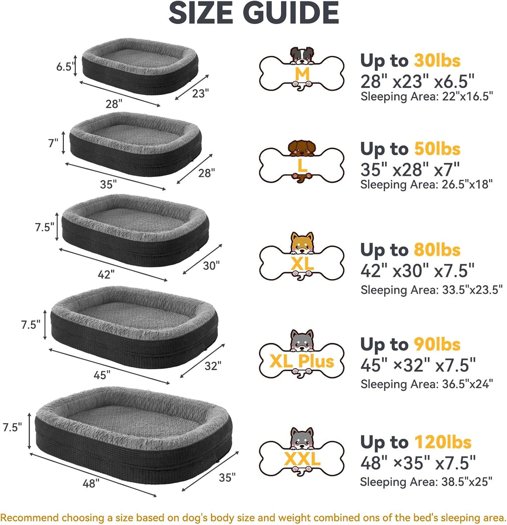 JOEJOY XXL Orthopedic Dog Bed for Large Dogs, 360° Oval Bolster, 48"