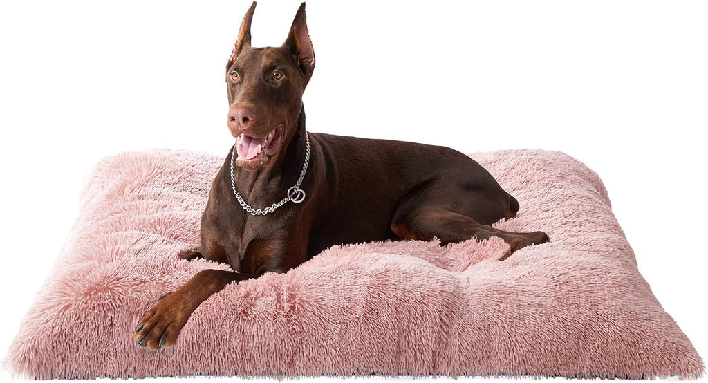 EHEYCIGA Fluffy Dog Crate Bed, Plush XX Large Dog Pillow, Pink
