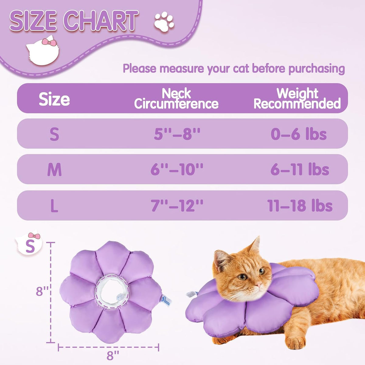 ANWA Waterproof Cat Cone Collar Soft, Cat Donut Collar After Surgery