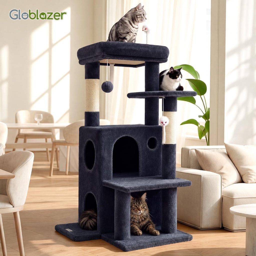 Globlazer Cat Tree Tower for Indoor Cats Large Adult, FC50, Dark Grey