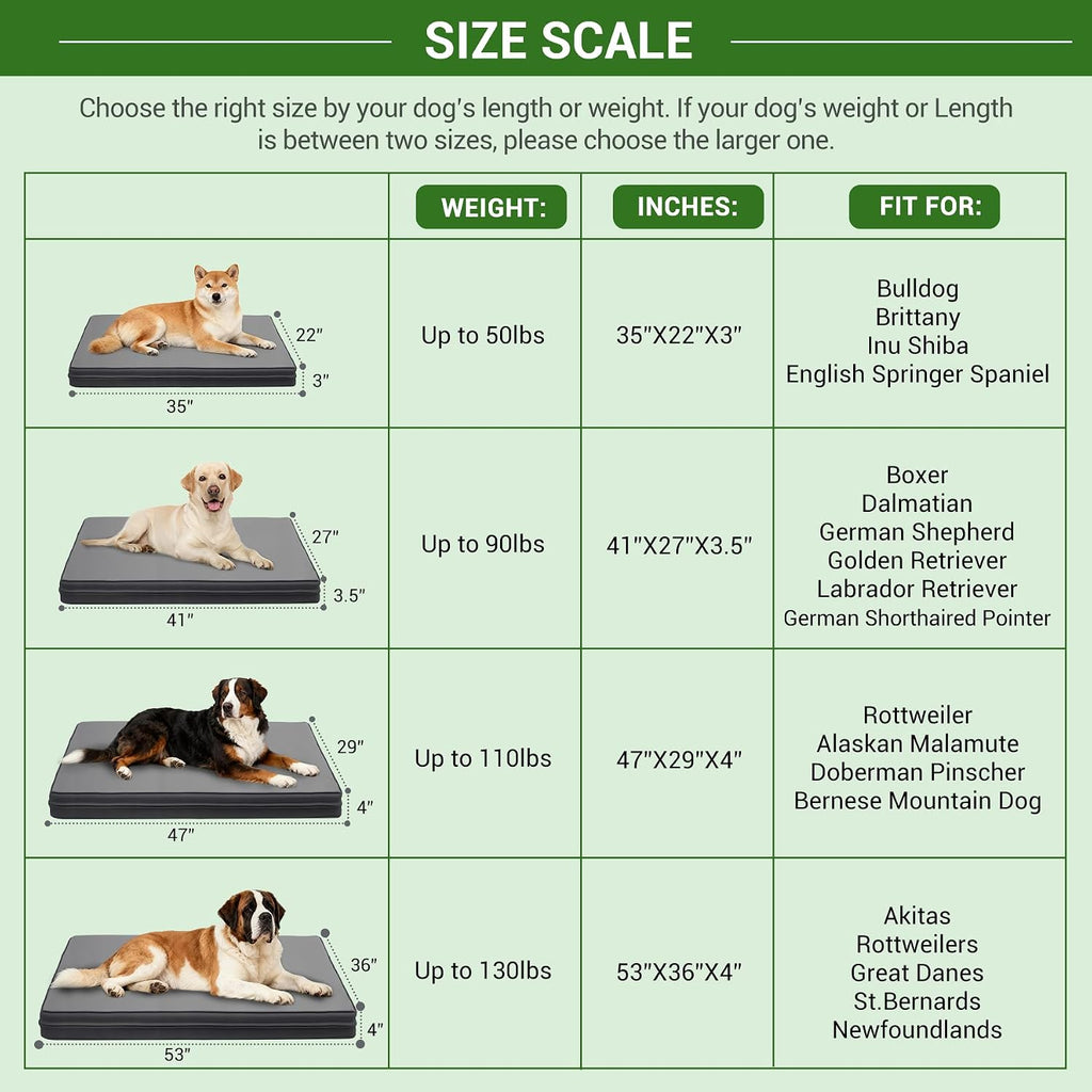Waterproof Dog Bed Washable Wipeable Leather Large Crate Pad 35" Orthopedic