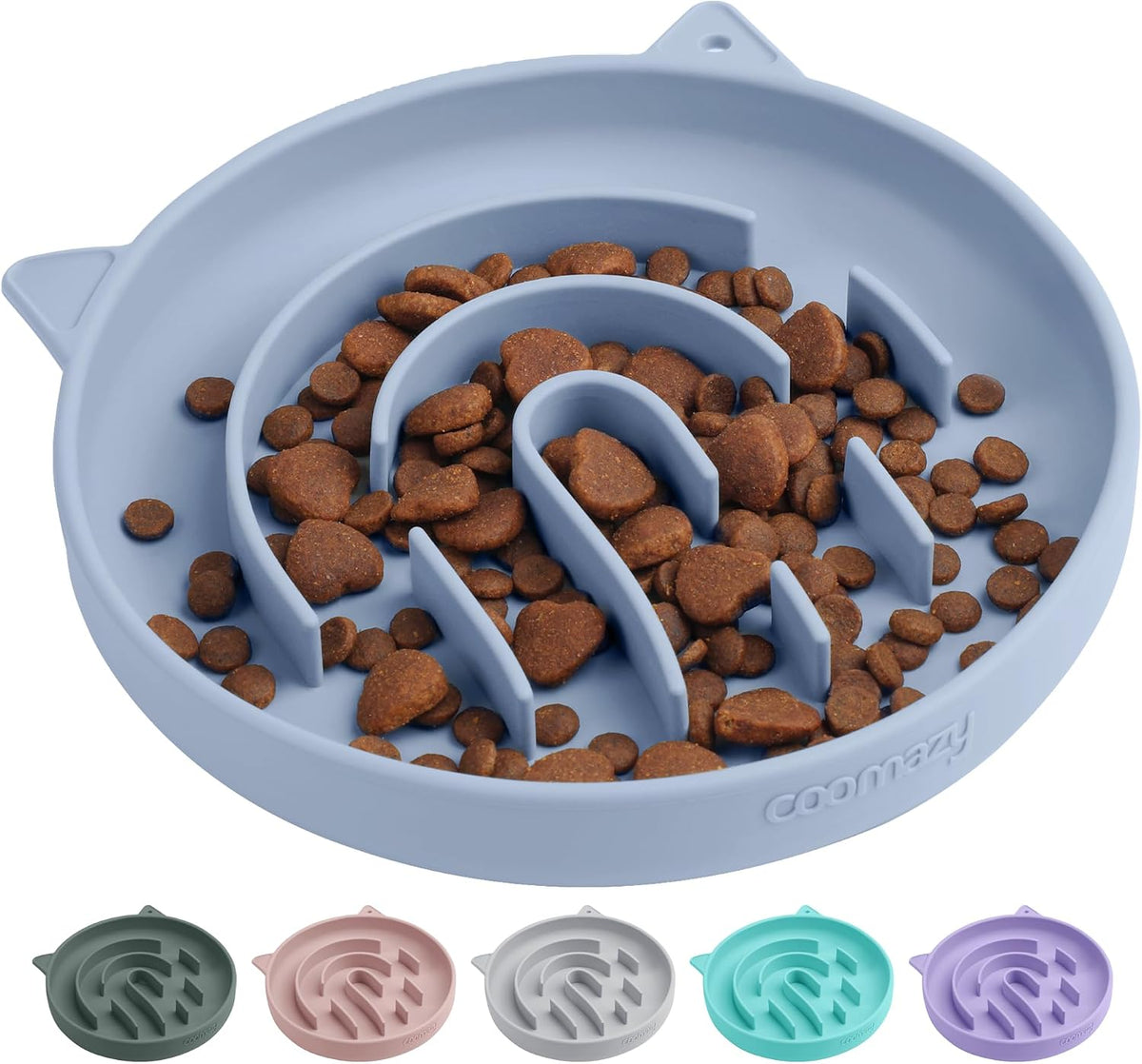 Coomazy Slow Feeder Cat Bowl Silicone Pet Puzzle Feeder for Slow Eating