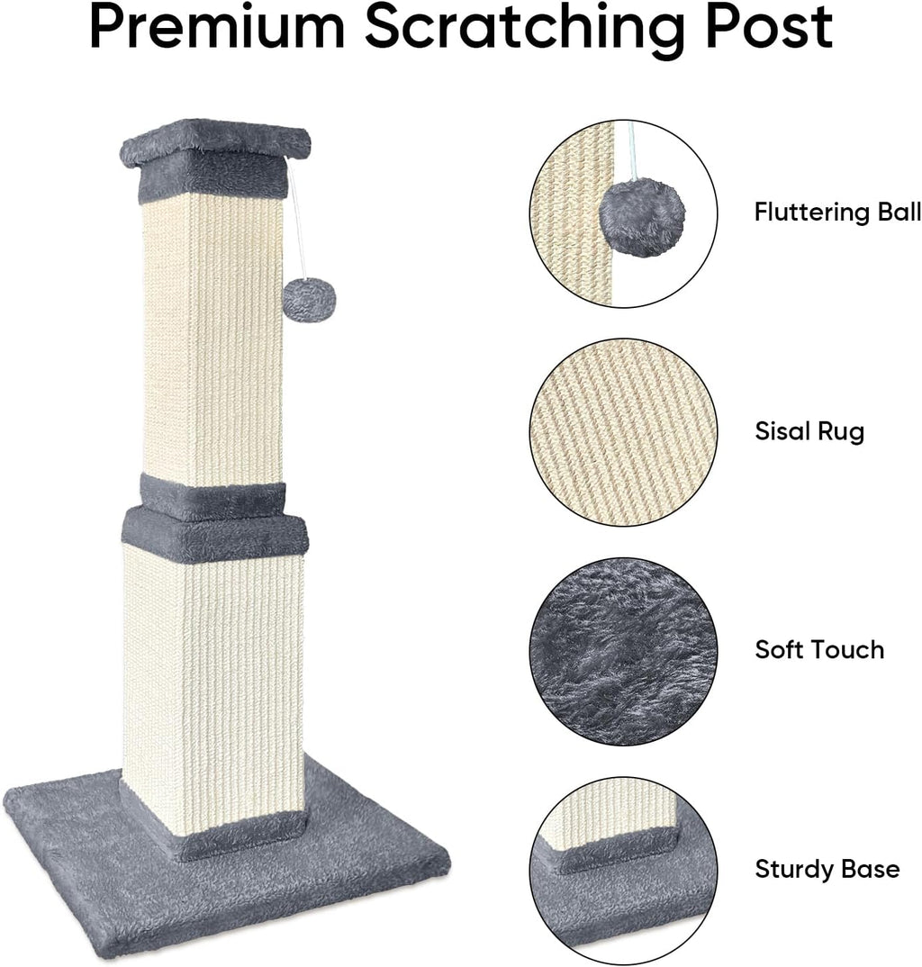 Cat Scratching Post for Indoor Cats, 32Inch Sisal Cat Scratcher