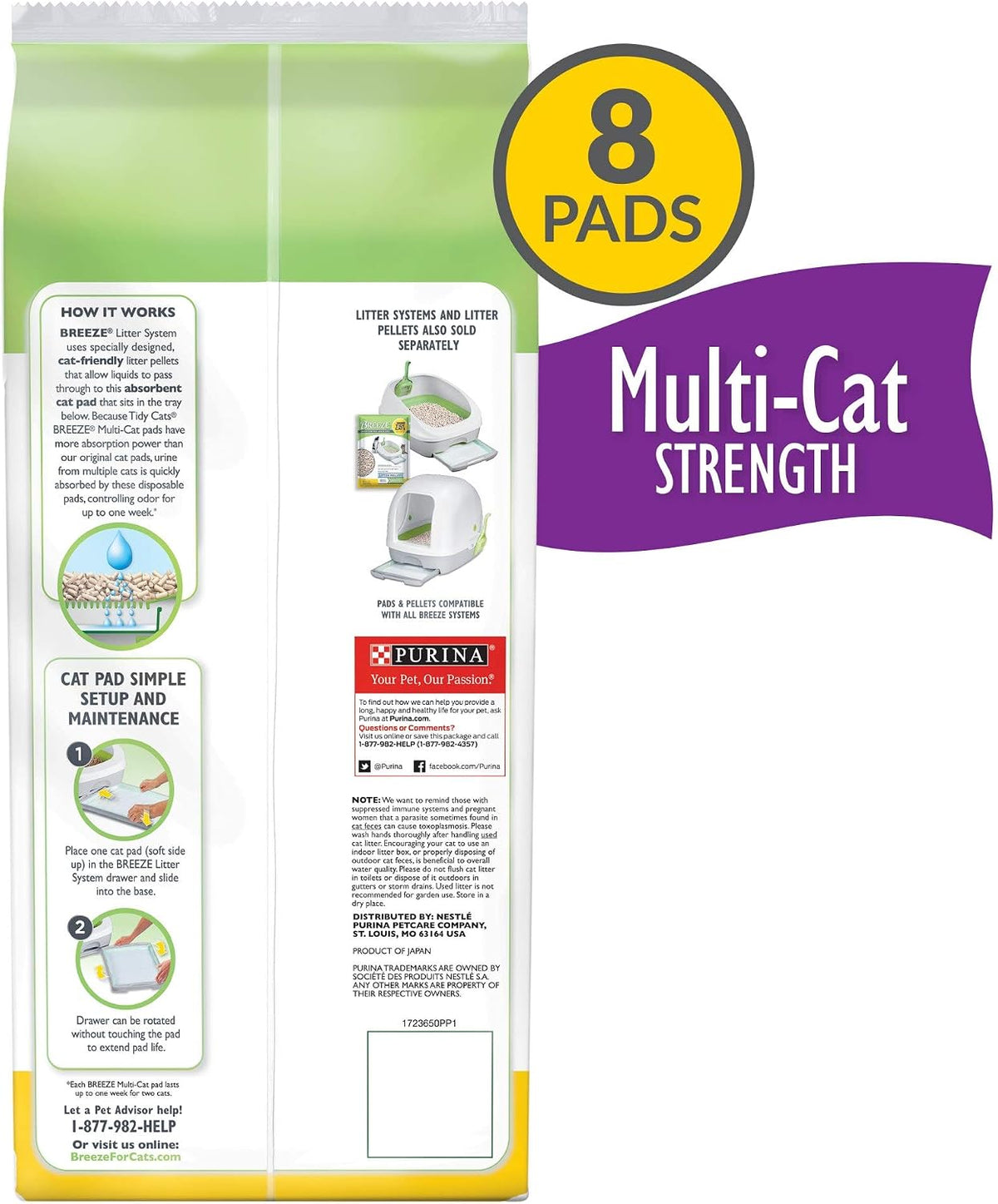 Purina Tidy Cats Cat Litter Breeze Pads Refill Pack Multi Cat Litter Pads - 8 ct. Bag