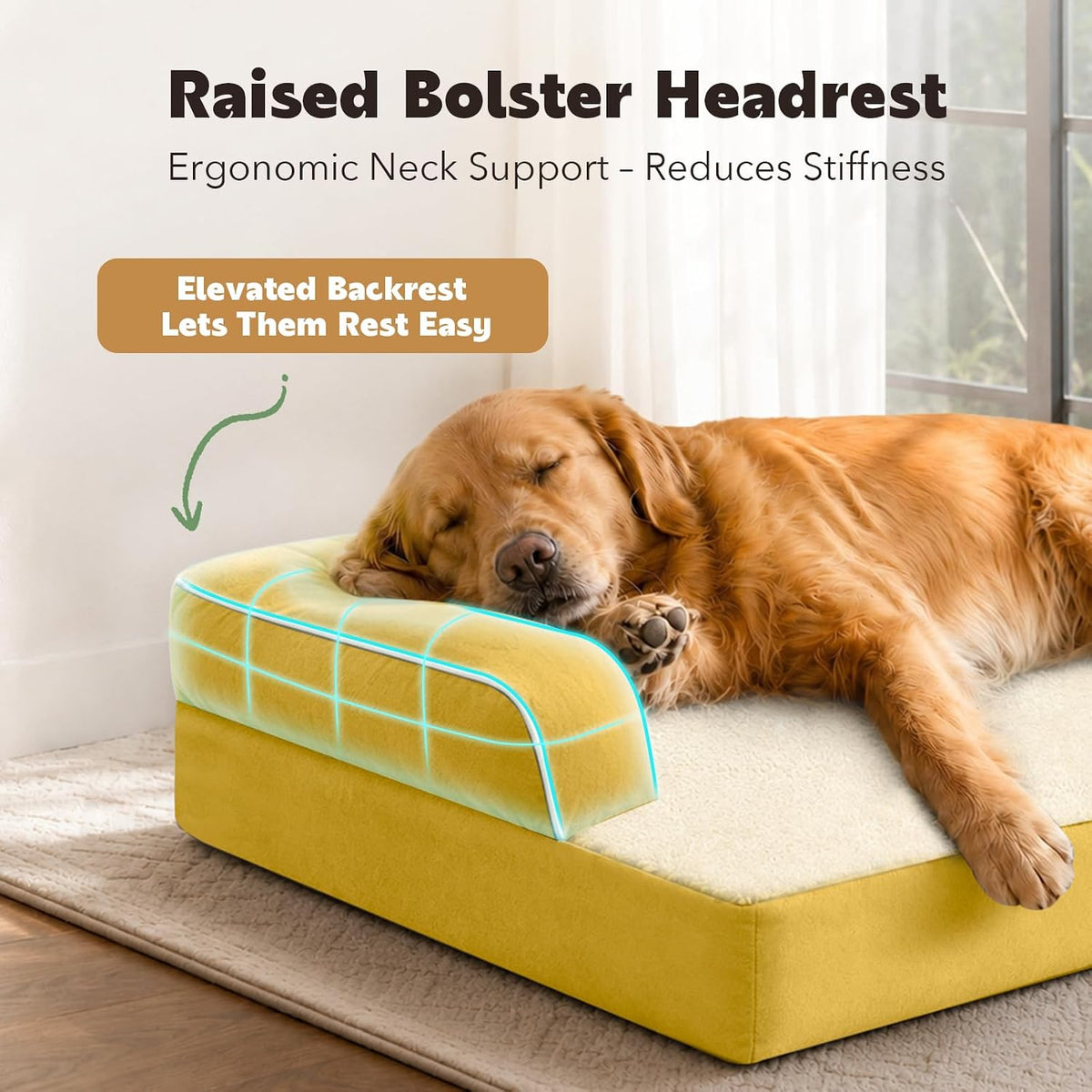 MEKIY XXL Orthopedic Waterproof Dog Bed with Bolster for Extra Large Dogs