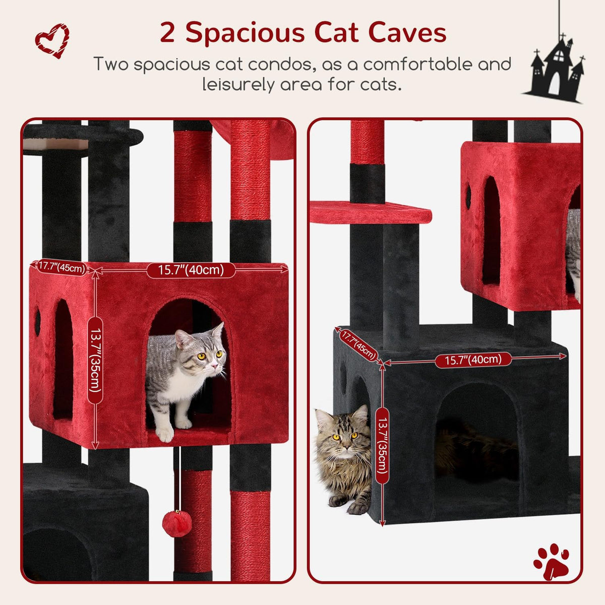 Globlazer Heavy Duty Cat Trees for Big Cats Maine Coon, F61, Blood-Goth