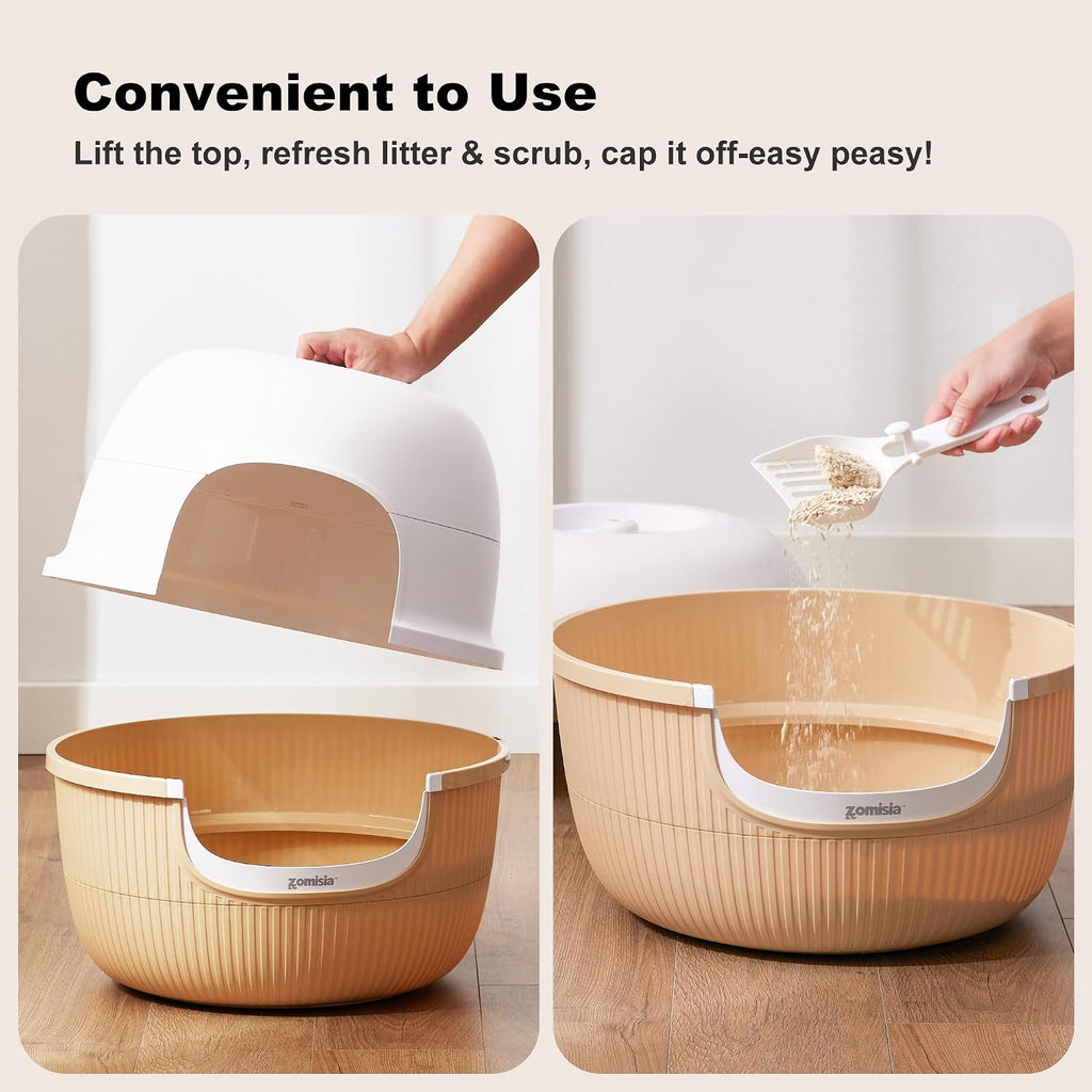 ZOMISIA Hidden Cat Litter Box Enclosure with Faux Plant and Odor Control