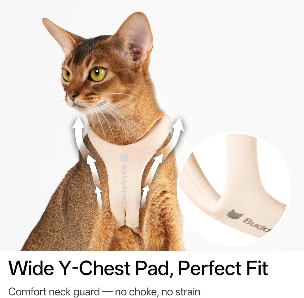 Escape Proof Cat Harness and Leash Set, Y Shape Cat Harness Adjustable Anti-Choke Soft Padded Vest Harness Hands Free Cat Rope Leash and Harness Set for Kitten Cats≤26lbs (Earth, S)