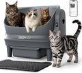 Self Cleaning Litter Box, Open Top 105L Automatic Litter Box for Multiple Cats, App Control, Safety Sensor, Anti-Pinch, Includes Mat & Liner - Gray