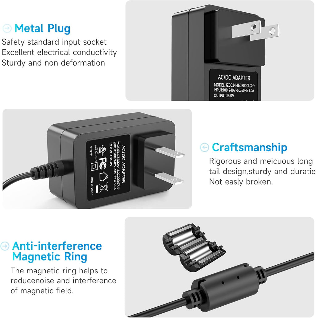 for Litter Robot Power Cord 15V DC Power Supply