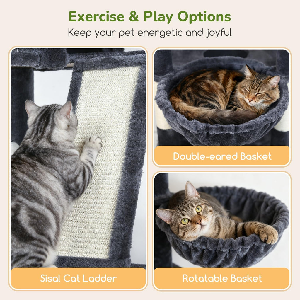Globlazer 80in XXL Extra Large Corner Cat Tree Tower, S80G, Dark Grey