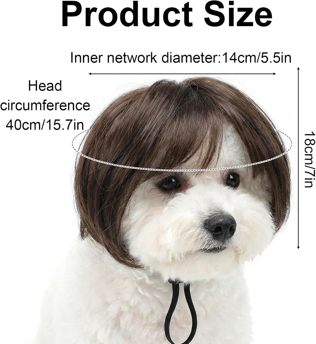 Dog Wigs for Small Dogs, Funny Dog Wigs with Adjustable Elastic Bands, Cat Wig for Halloween Cosplay Small Medium Pet Decoration Parties Funny