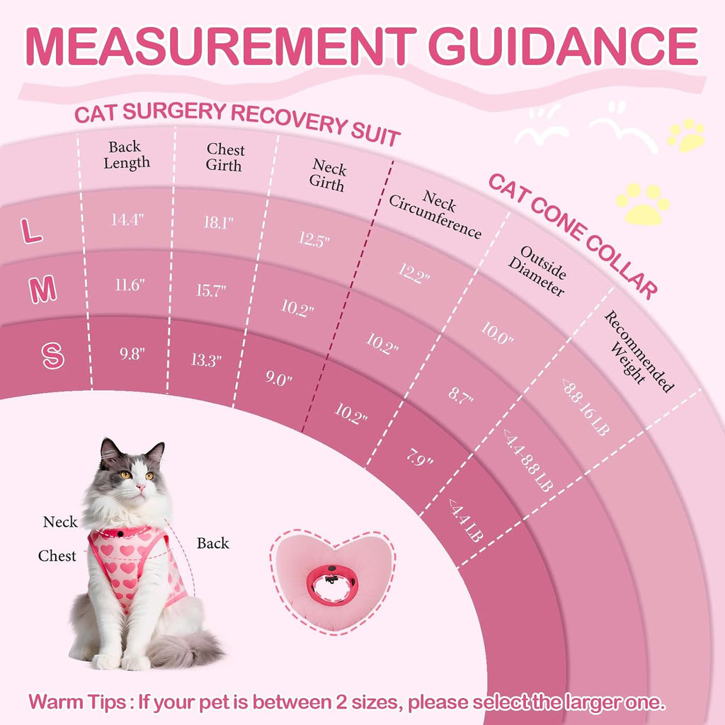 EMUST Cat Recovery Suit, Soft Cone Collar for Female Cats Anti-Licking Pink