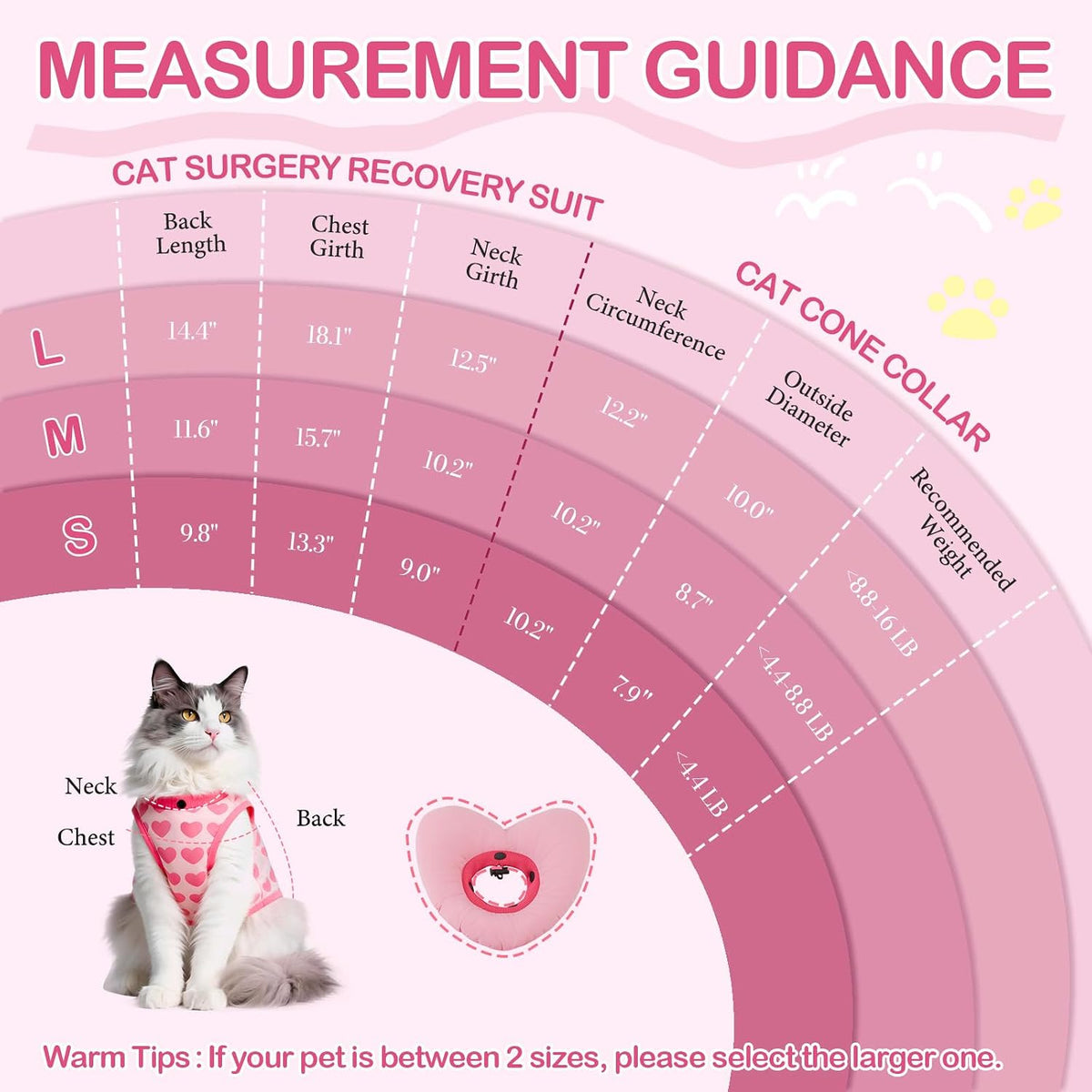 EMUST Cat Recovery Suit, Soft Cone Collar for Female Cats Anti-Licking Pink