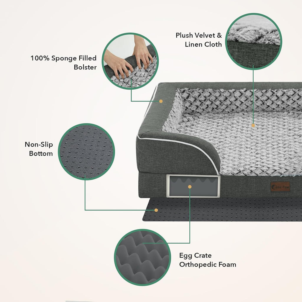 Orthopedic Dog Bed for Extra Large Dogs, Dark Grey, 48x30in