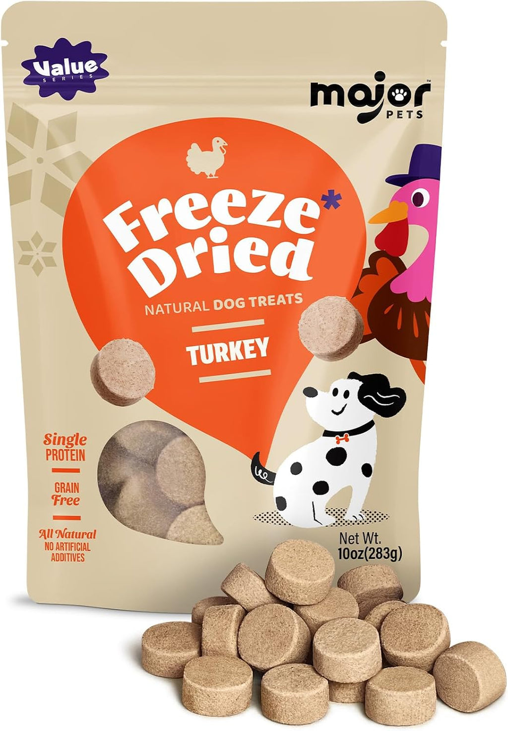 MAJOR PETS Freeze Dried Turkey Dog Training Treats, 10oz, 120+ Treats