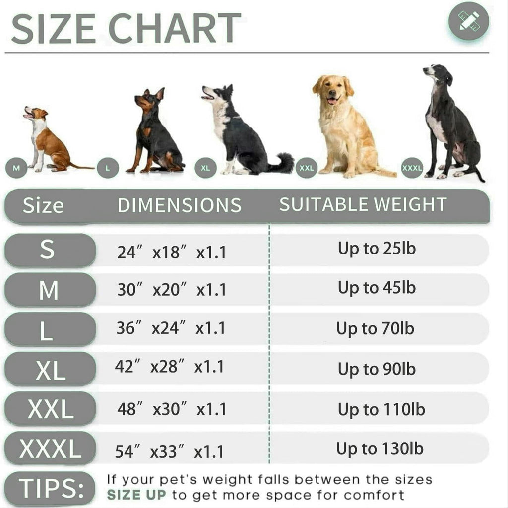 KHONSU PET Dog Bed Mat for Crate 1.1in Slim Cooling Pad Reversible Flannel & Waterproof Canva for Medium Dogs up to 45 lbs, Fits 30"x20" Basic Crate