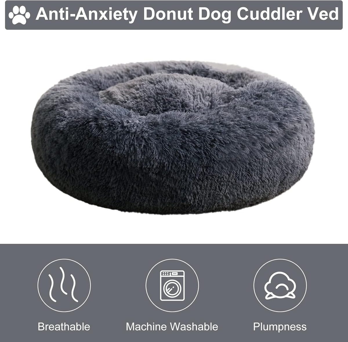 WNPETHOME Large Round Calming Dog Bed Cat Bed for Comfy Sleep